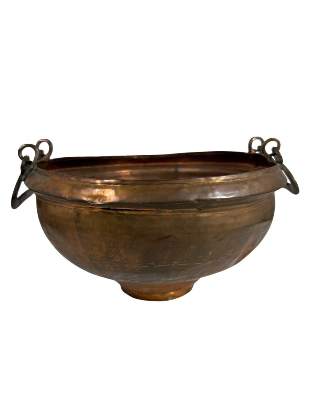Large Hammered Copper Cauldron Footed Flower Planter / Pot Bucket Vintage